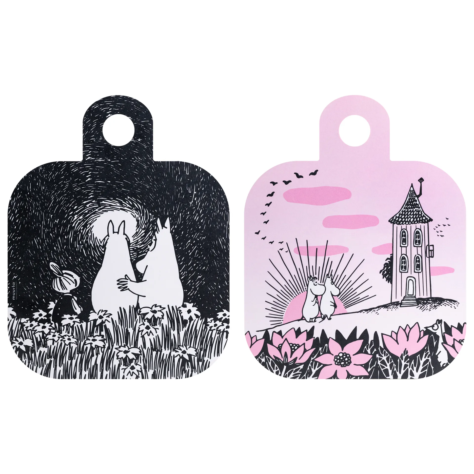 Muurla Chop & Serve Friendship serveringsbakke 25x32 cm Sort/Lyserød