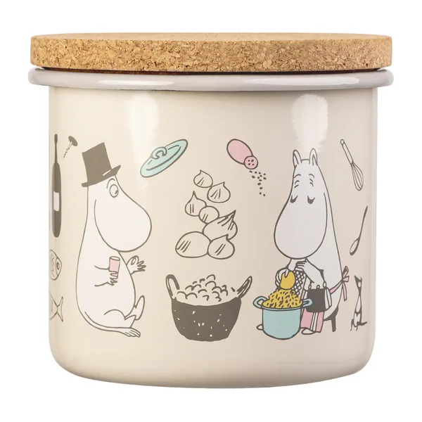 Moomin emaljburk med korklock 1,3 l, Bon Appétit