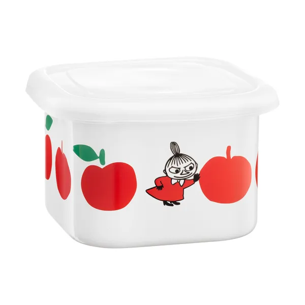 Mumin emaljburk med lock 0,67 L, Joyfull Apples