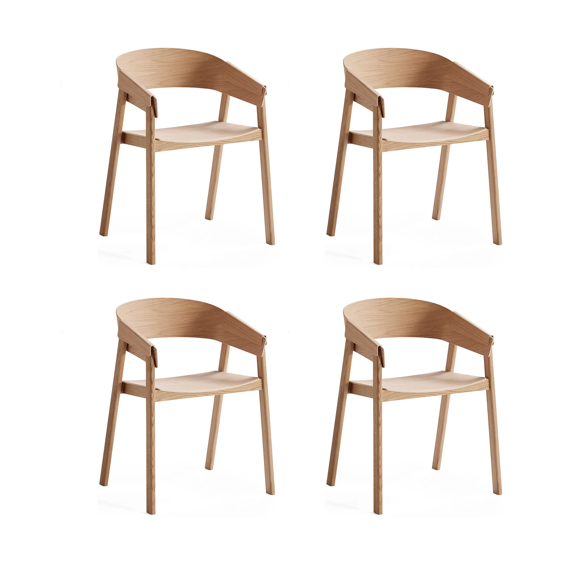 Muuto Chaise Cover Armchair, Chêne, lot de 4