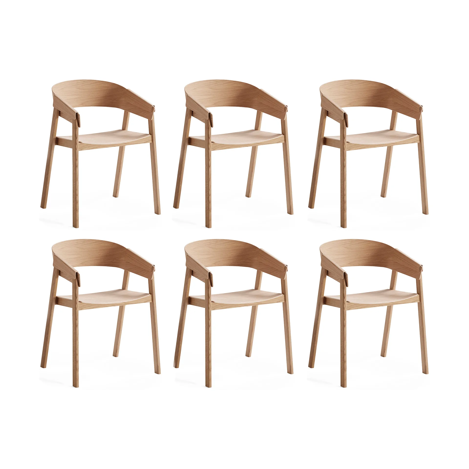 Muuto Chaise Cover Armchair, Chêne, lot de 6