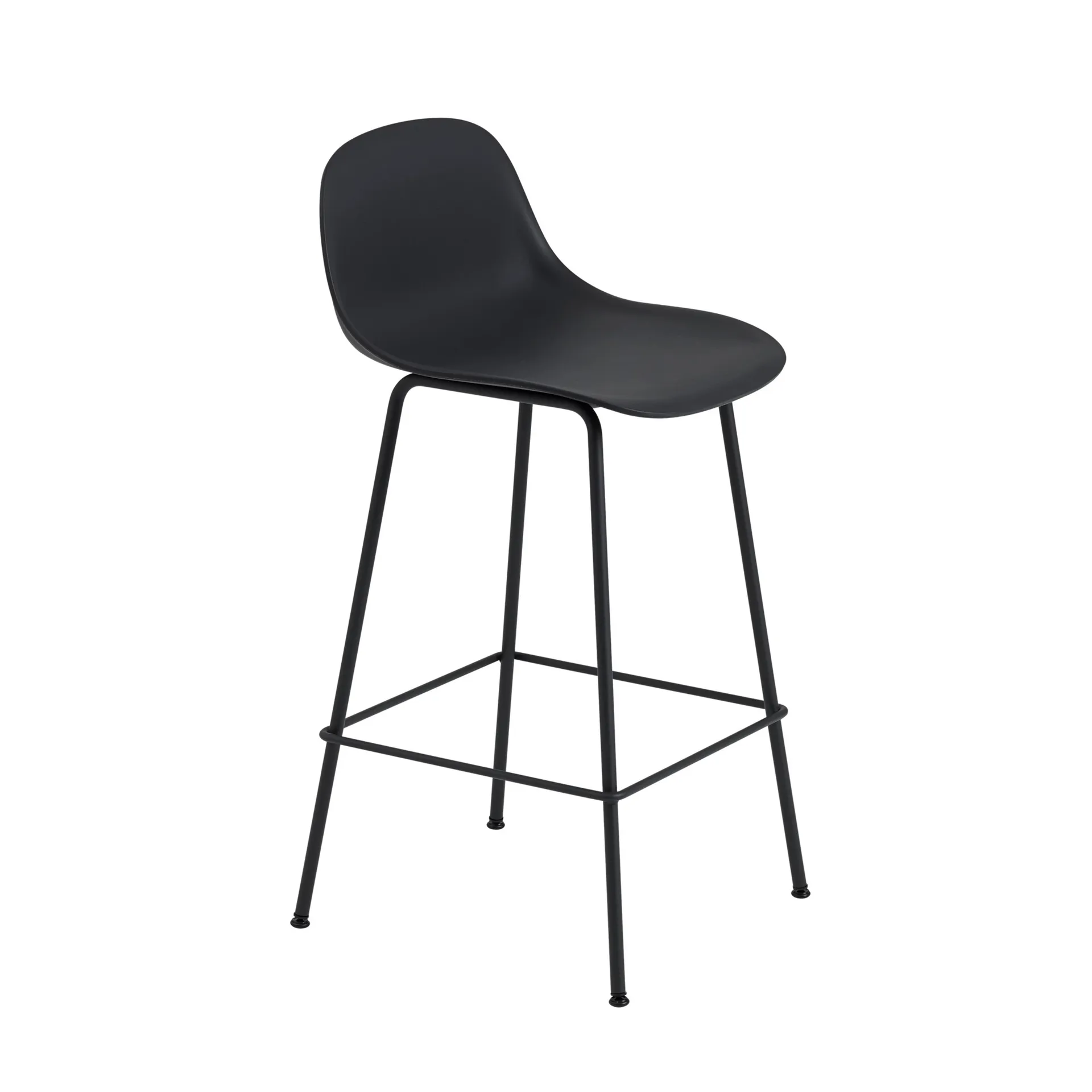 Muuto Chaise de bar Fiber Tube à dossier noir