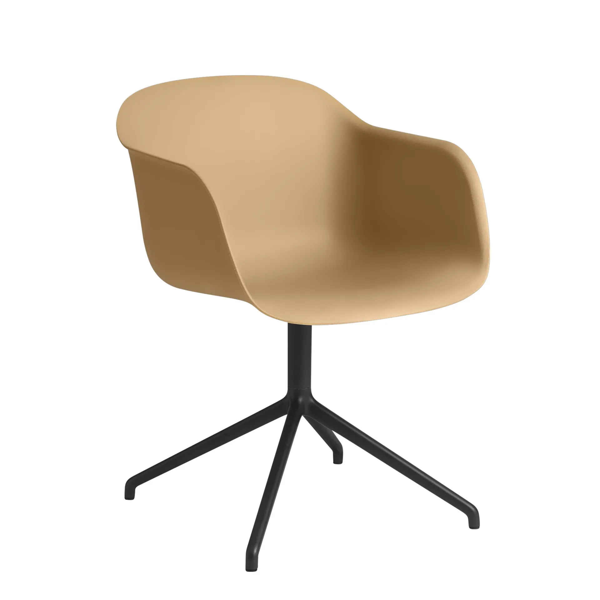Muuto Fiber armchair avec base pivotante ocre-noir