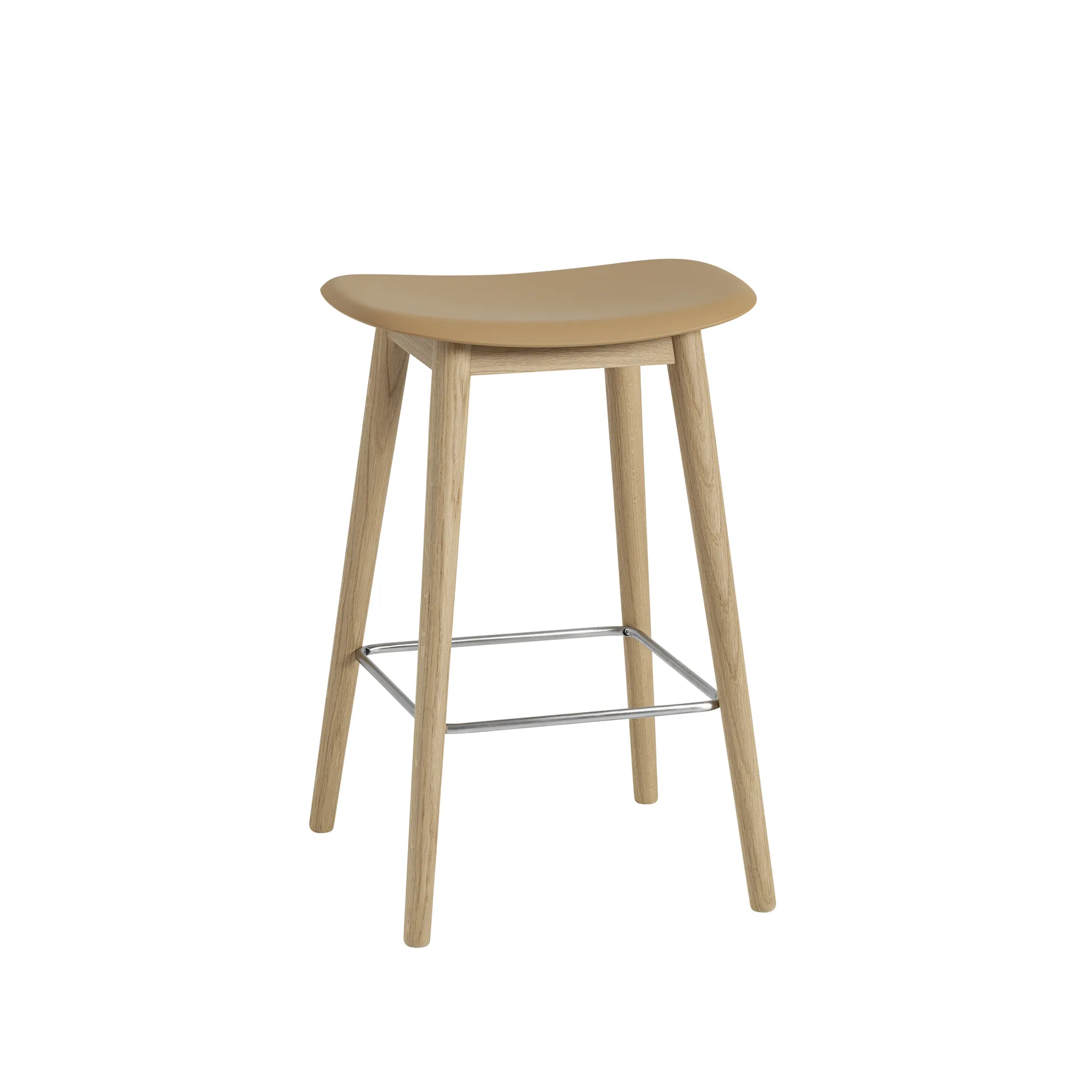 Muuto Tabouret Fiber counter ochre, pieds en chêne