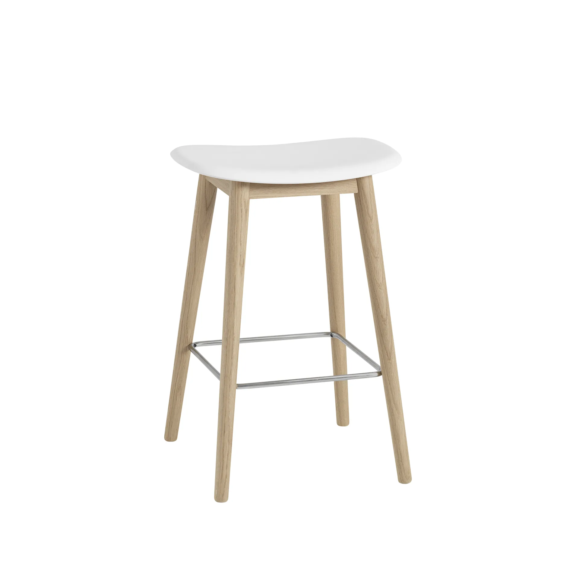 Muuto Tabouret Fiber counter white, pieds en chêne