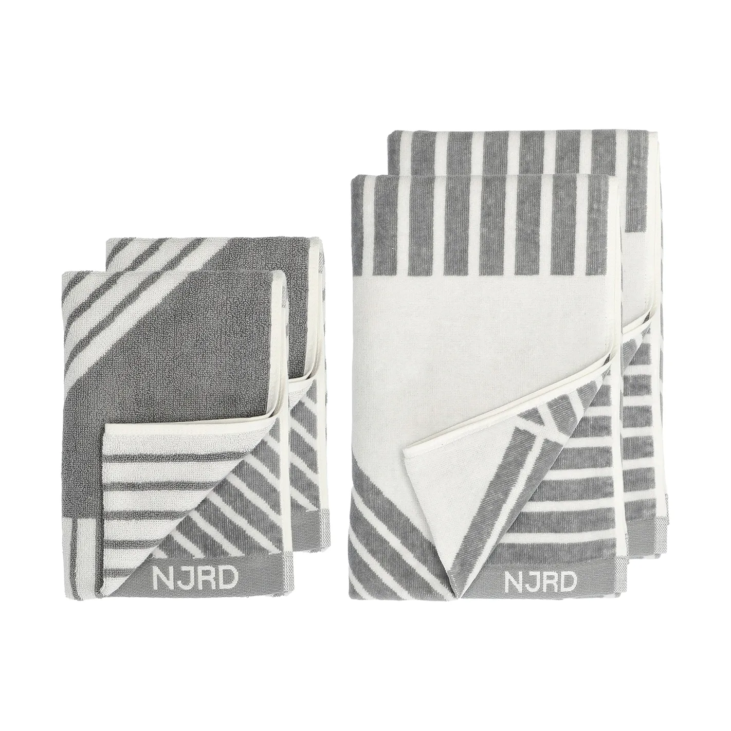 NJRD Ensemble de serviettes Stripes 4 pièces - Gris