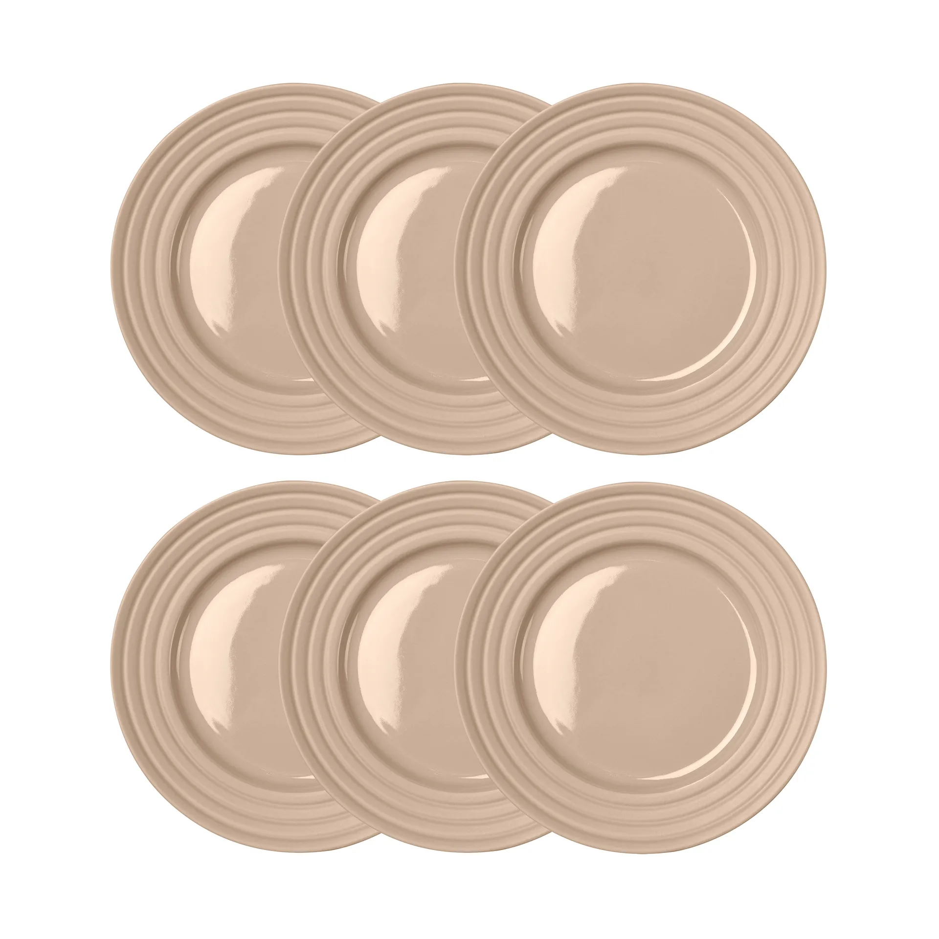 NJRD Lines assiett &Oslash;21 cm 6-pack Beige