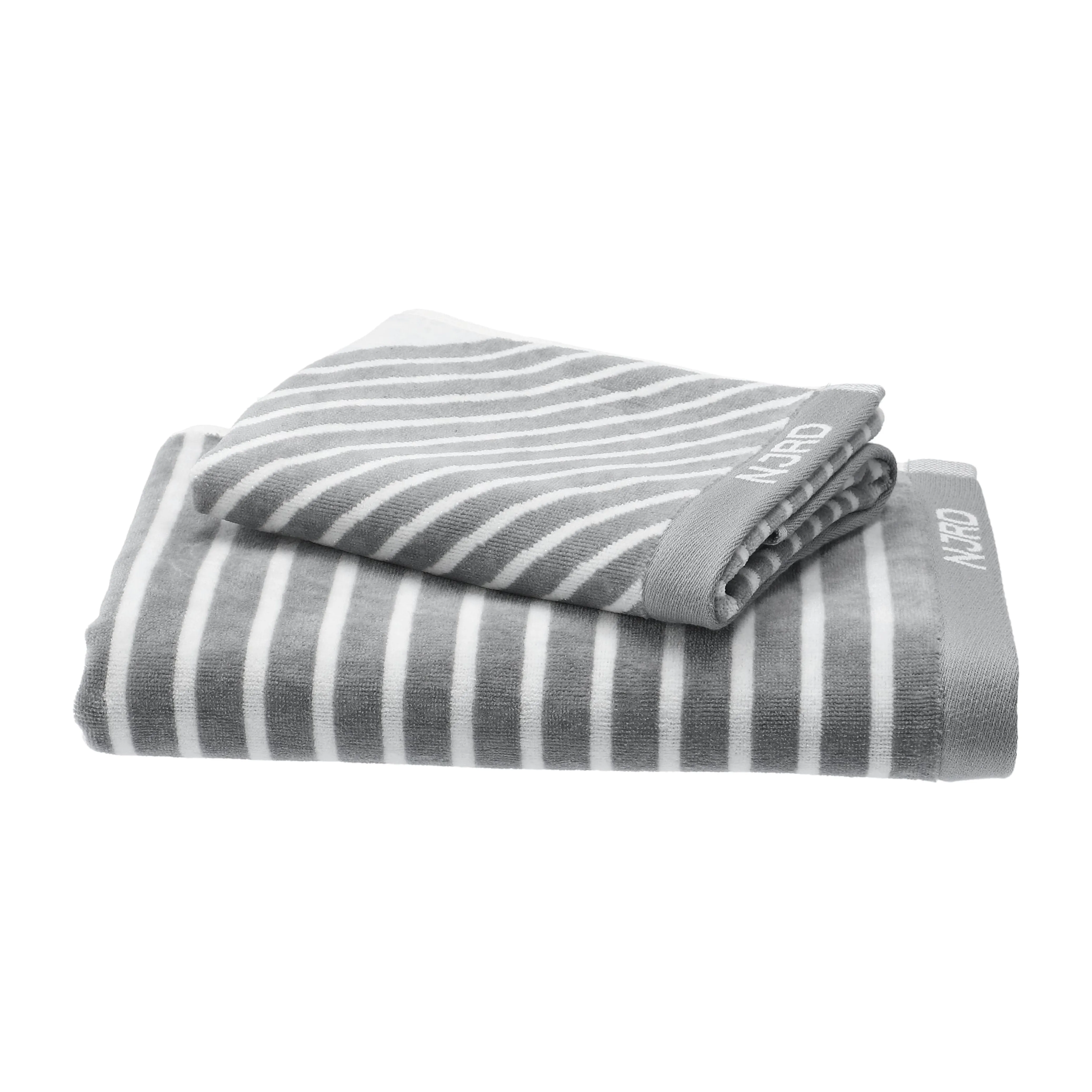 仲ちょ☆【タオル生地】バードテントL＊シルバーグレーとハーブグリーン NJRD からのStripes キッチンタオル 4枚セット - Gray - NordicNest.jp