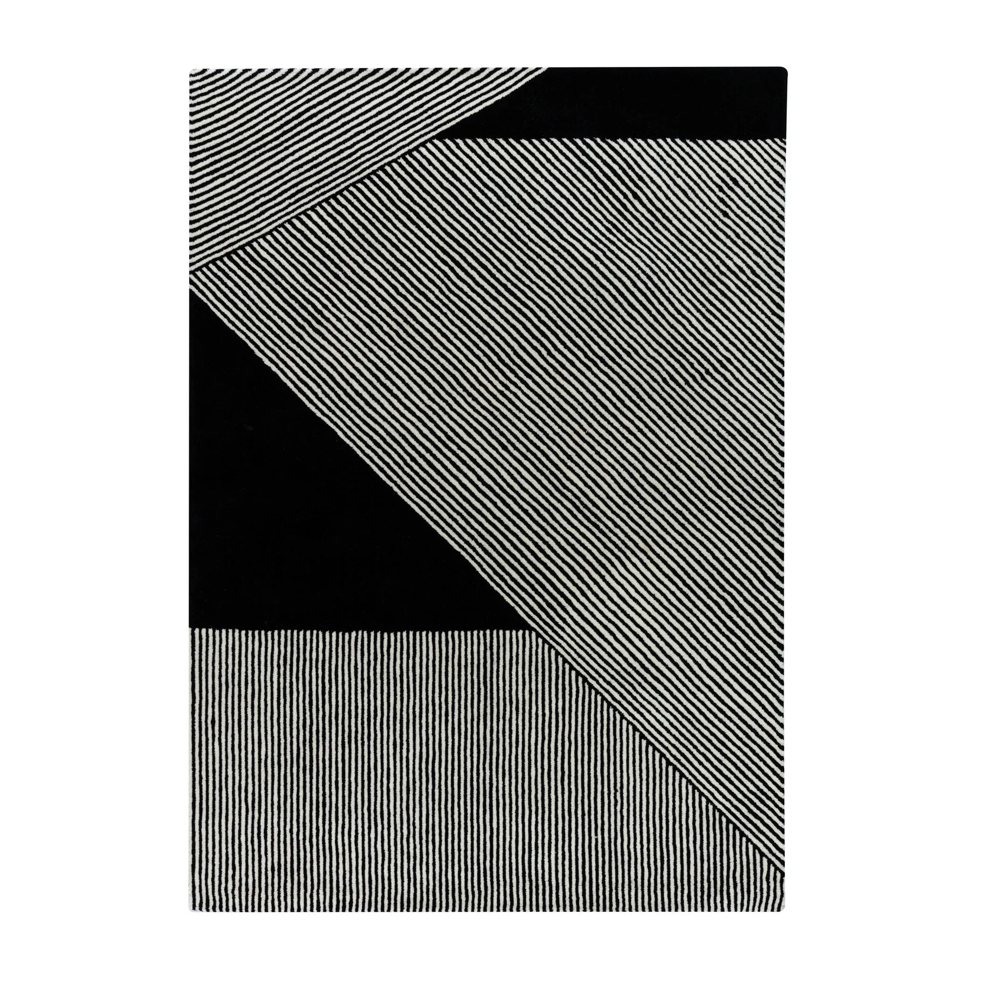 NJRD Stripes uldtæppe sort 170x240 cm
