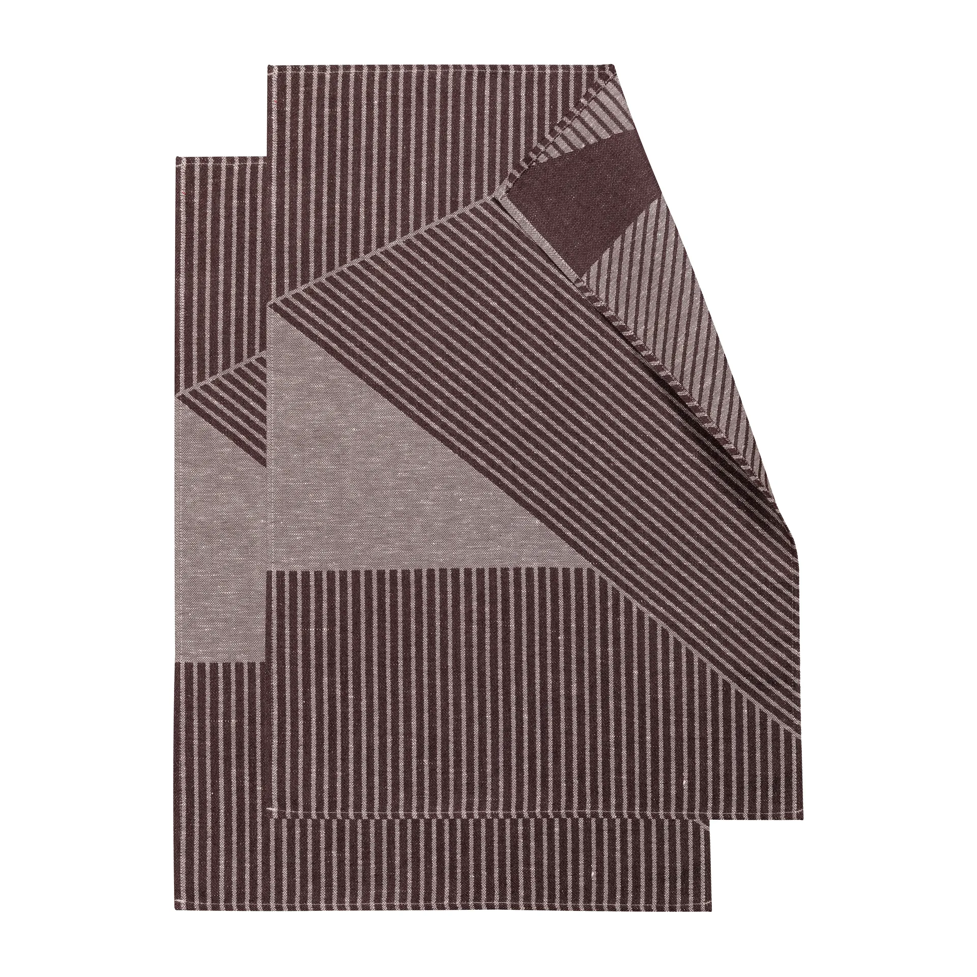 NJRD Stripes viskestykke 47x70 cm 2-pak Brun/Hvid