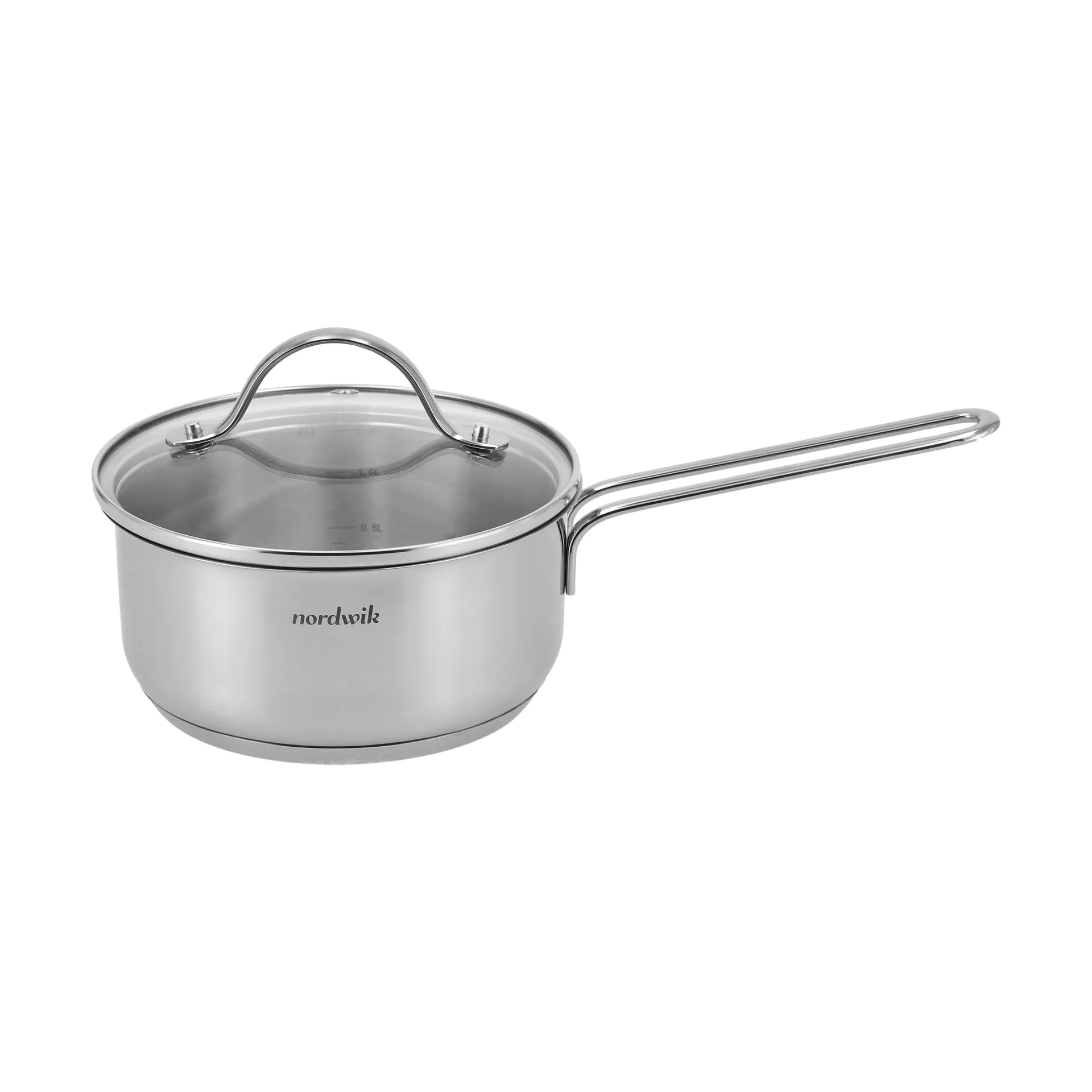 Nordwik Nordwik gryde med glaslåg 1,3 liter Rustfrit stål