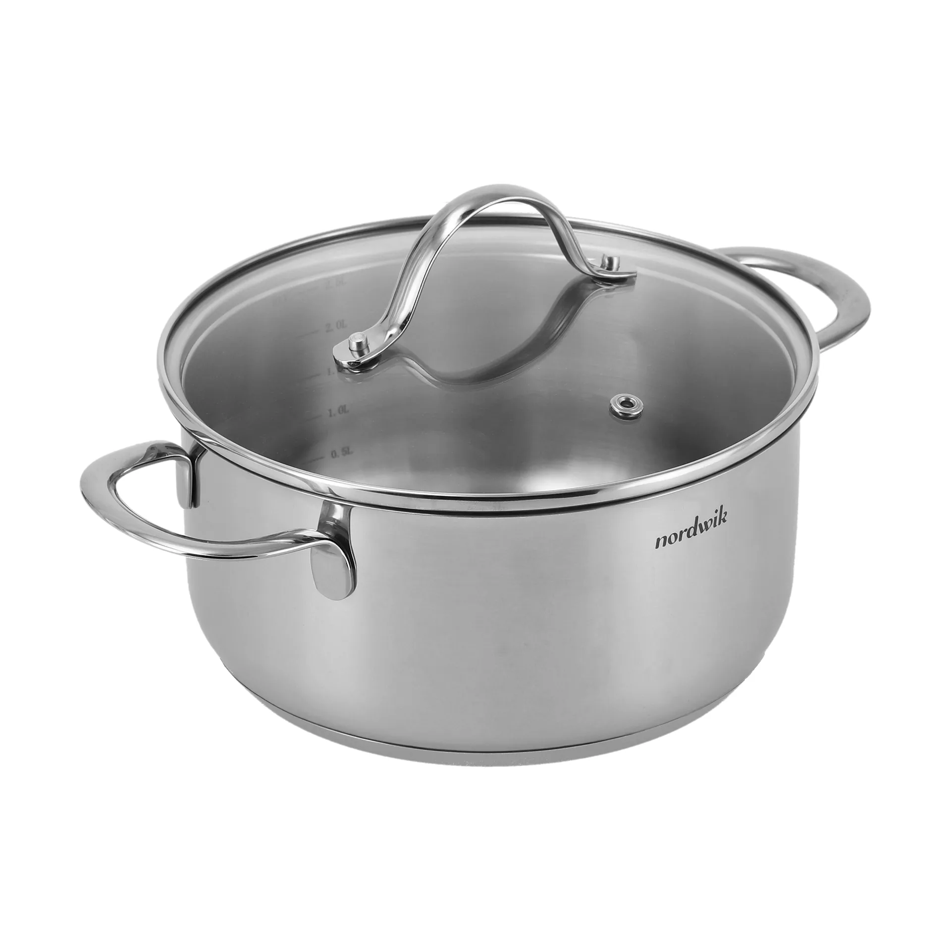 Nordwik Nordwik gryta med glaslock 2,5 L Rostfritt st&aring;l