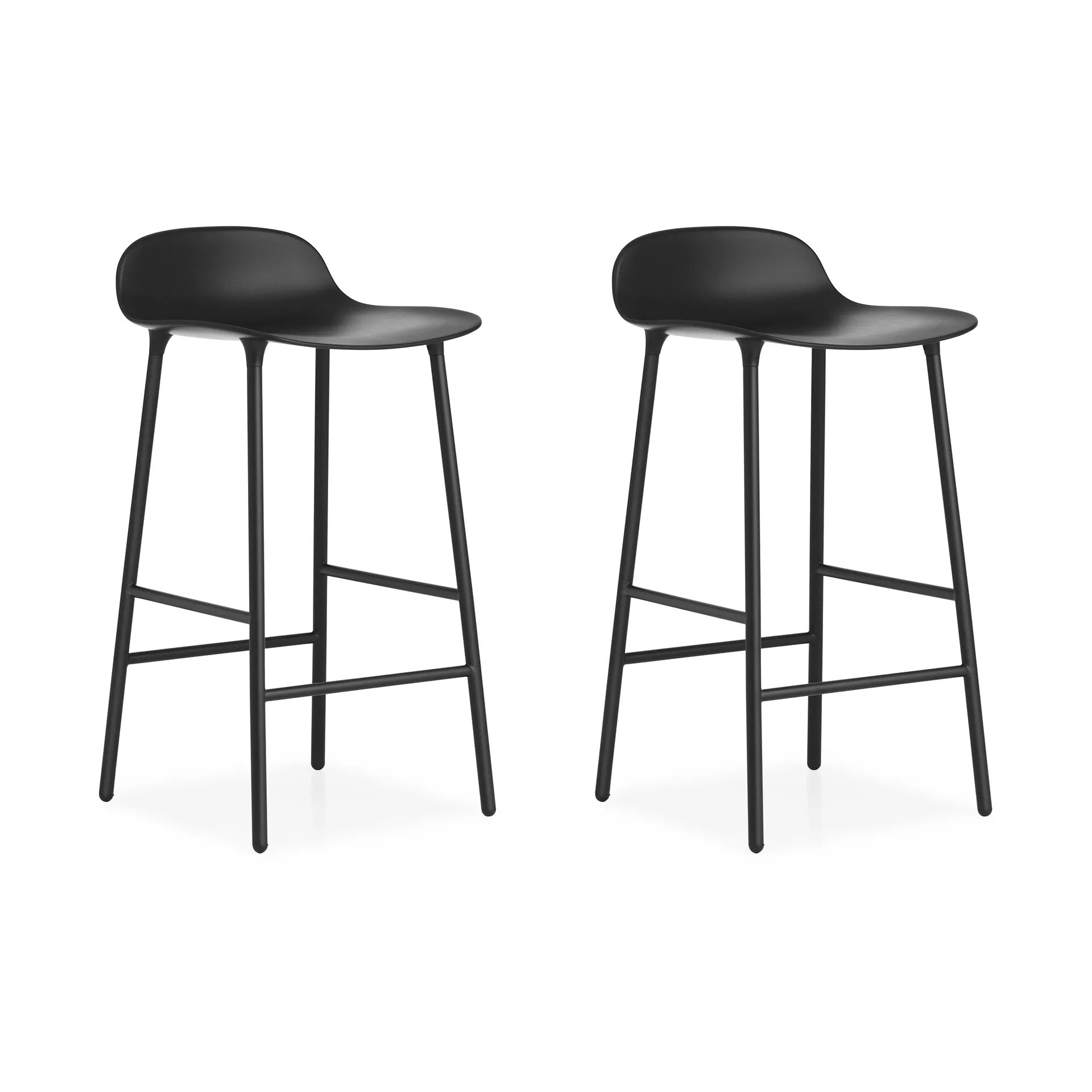 Normann Copenhagen Chaise de bar Form Chair pieds métal, Noir, lot de 2