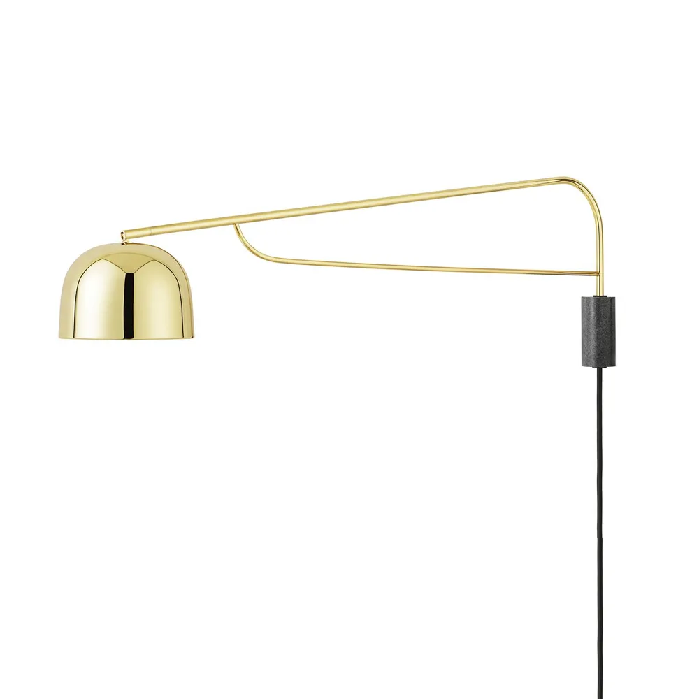 Normann Copenhagen Grant væglampe brass, stor-stål, granit