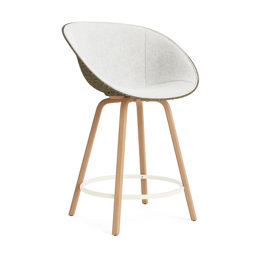 Normann Copenhagen Mat Bar Armchair armstol frontpolstret 65 cm Hallingdal 110-seaweed-beech-cream steel