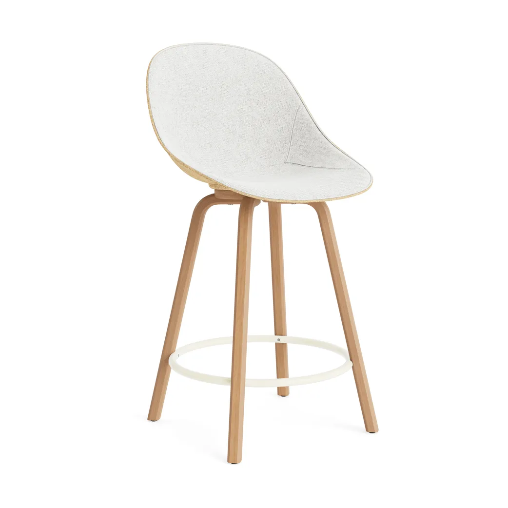 Normann Copenhagen Mat Bar Chair barstol frontpolstret 65 cm Hallingdal 110-hemp-beech-creme steel
