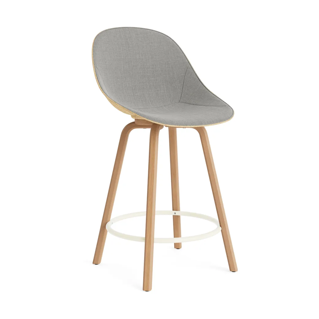 Normann Copenhagen Mat Bar Chair barstol frontpolstret 65 cm Remix 133-hemp-beech-cream steel