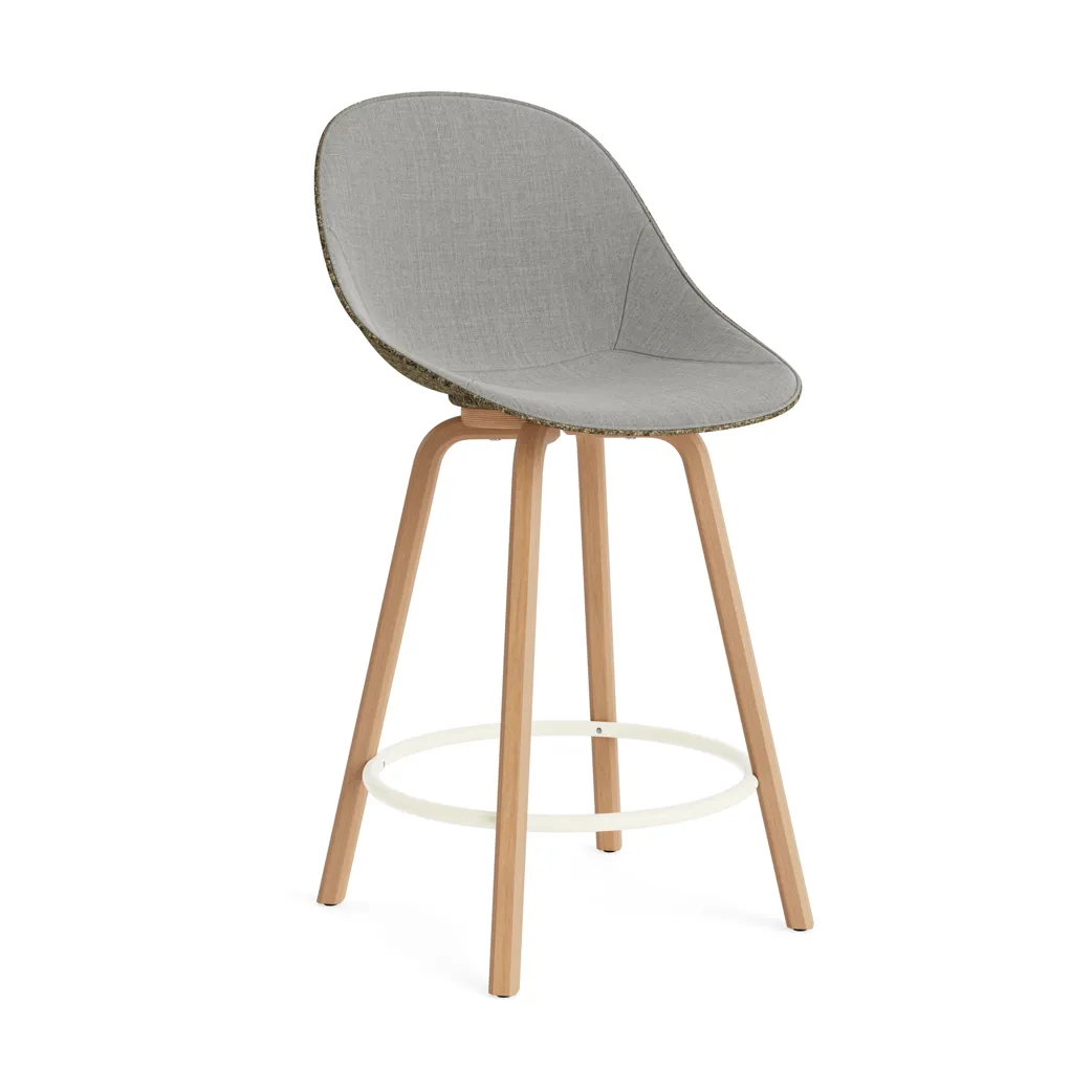 Normann Copenhagen Mat Bar Chair barstol frontpolstret 65 cm Remix 133-seaweed-beech-cream steel