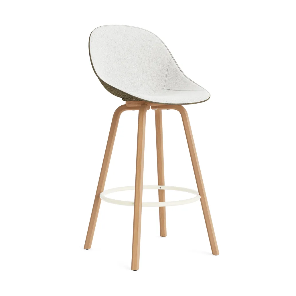Normann Copenhagen Mat Bar Chair barstol frontpolstret 75 cm Hallingdal 110-seaweed-beech-cream steel