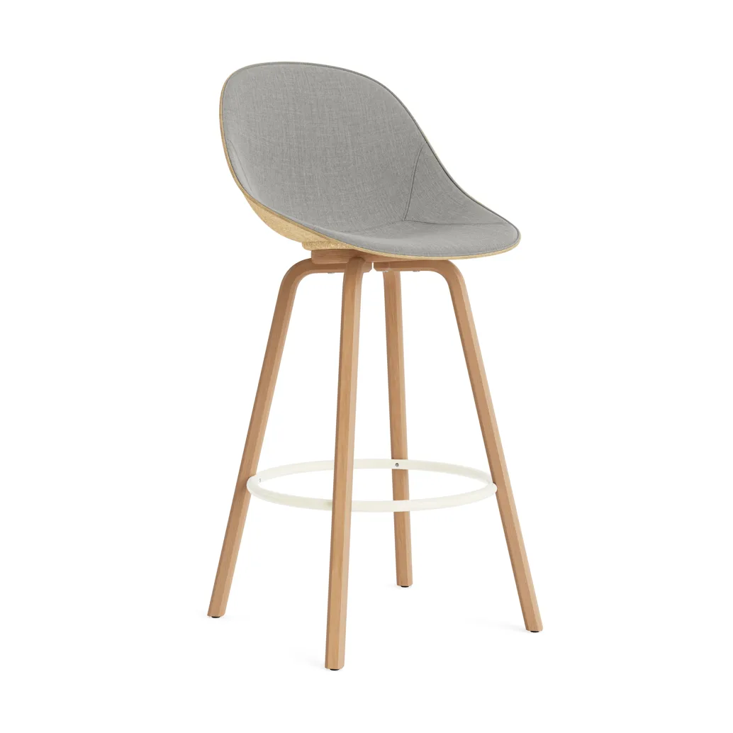Normann Copenhagen Mat Bar Chair barstol frontpolstret 75 cm Remix 133-hemp-beech-cream steel