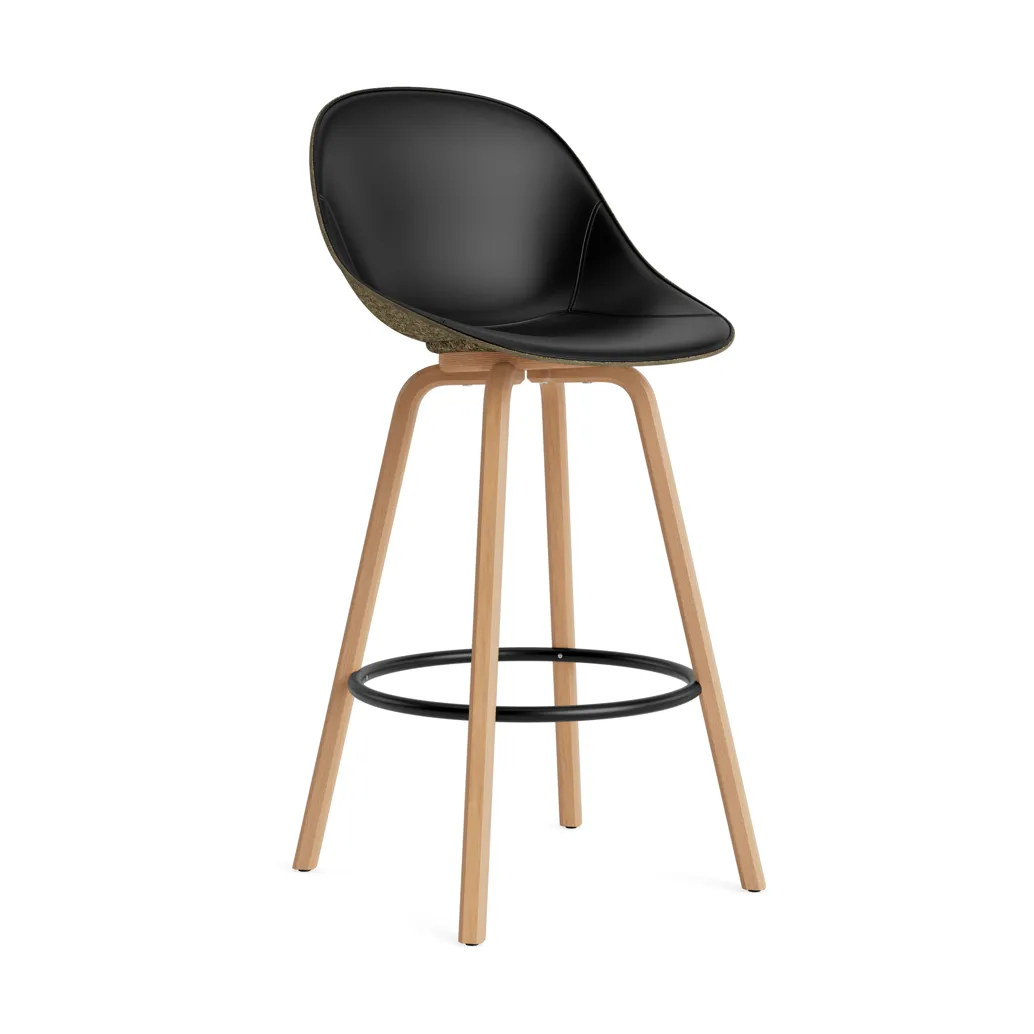 Normann Copenhagen Mat Bar Chair barstol frontpolstret 75 cm Ultra 41599-seaweed-beech-black steel