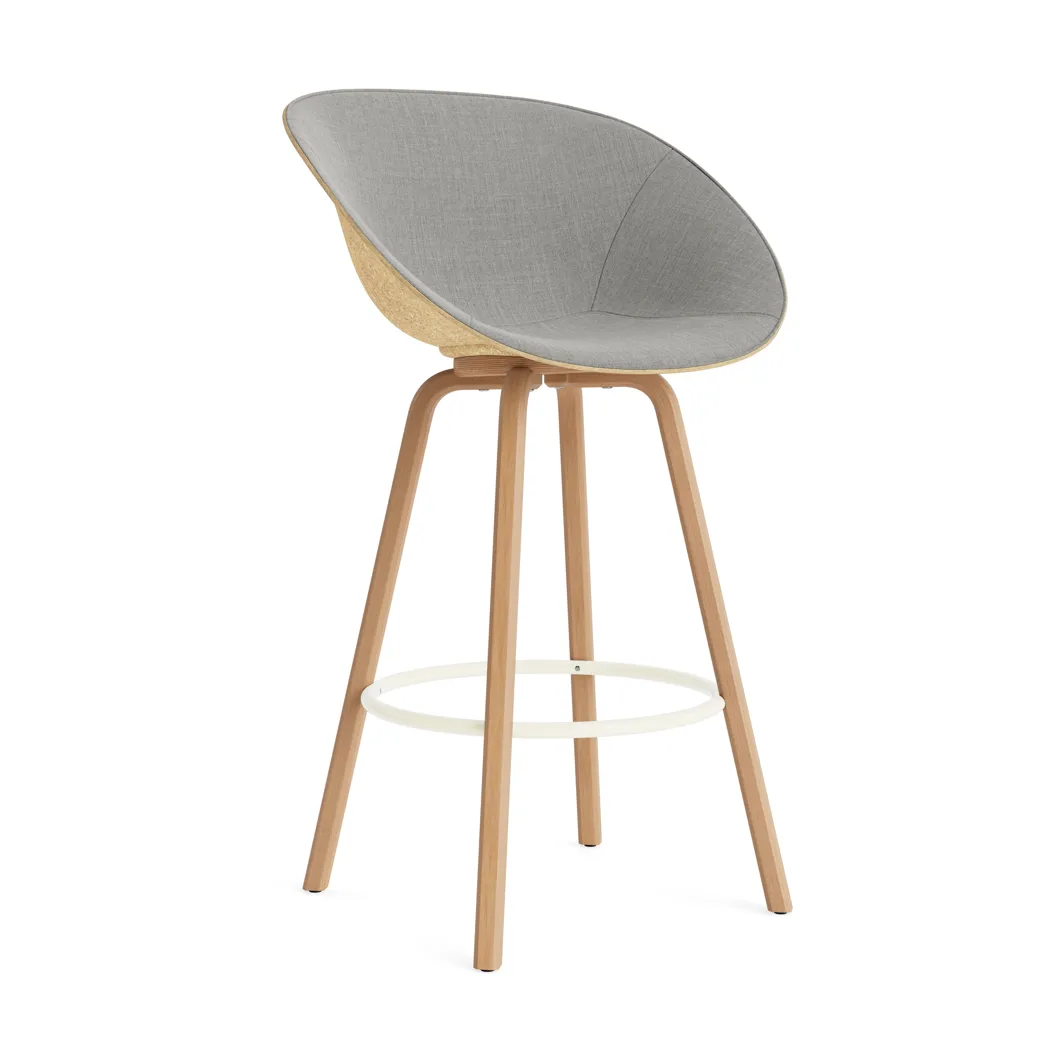 Normann Copenhagen Mat barstol frontpolstret 75 cm Remix 133-hemp-beech-cream steel