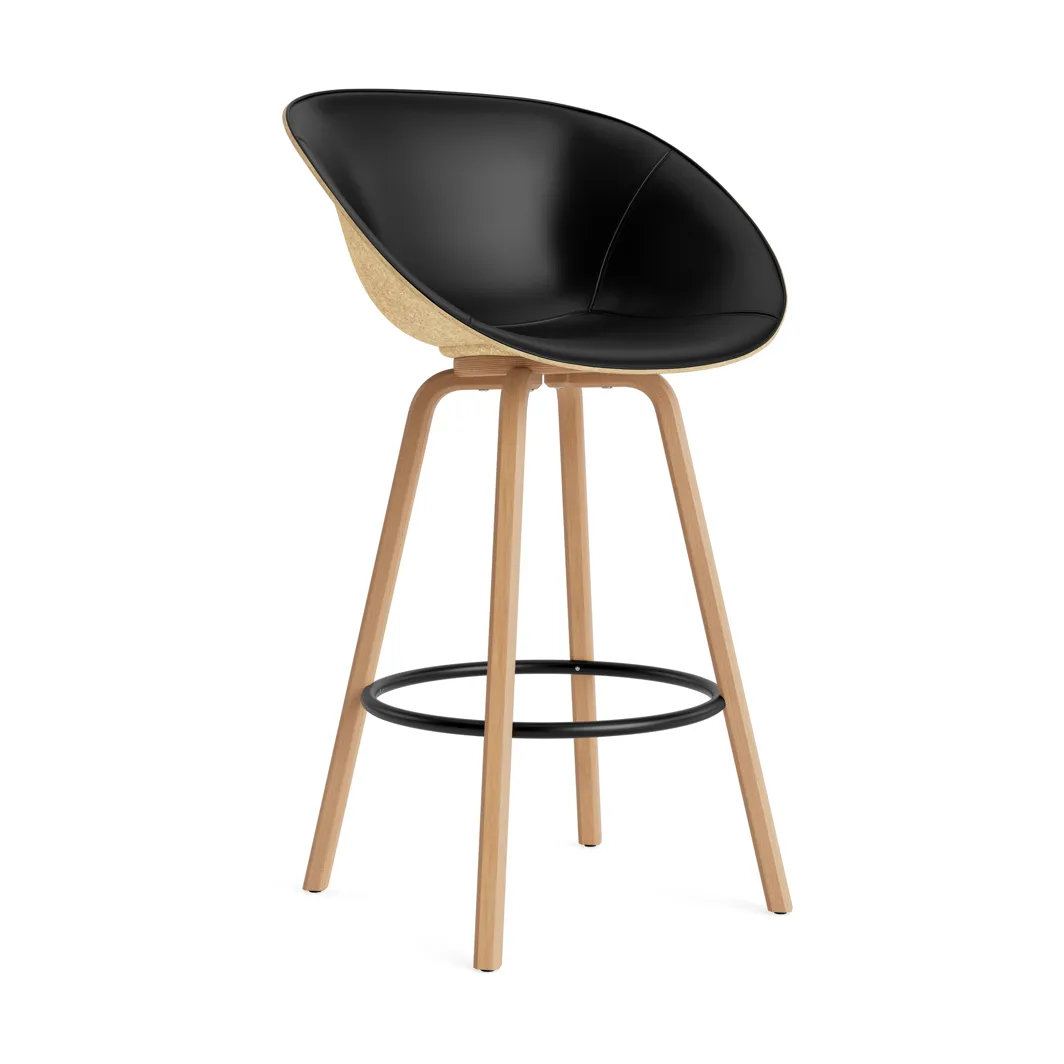 Normann Copenhagen Mat barstol frontpolstret 75 cm Ultra 41599-hemp-beech-black steel