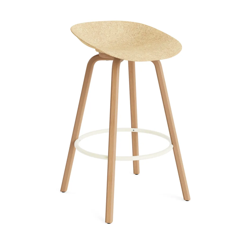 Normann Copenhagen Tabouret Mat Barstool Hemp-hêtre-crème acier