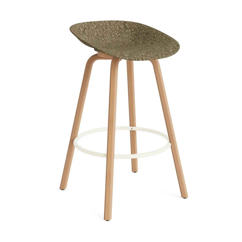 Normann Copenhagen Tabouret Mat Barstool Seaweed-beech-cream steel