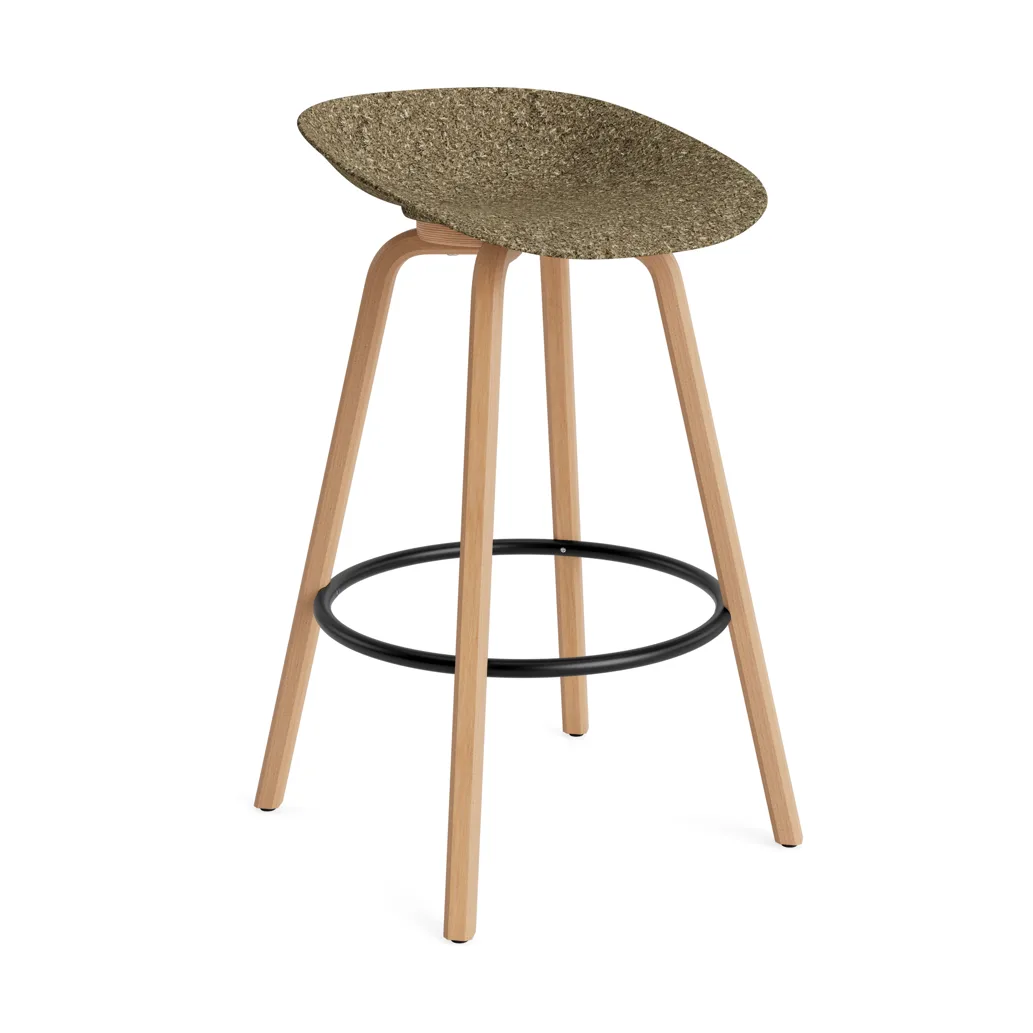Normann Copenhagen Tabouret Mat Barstool Seaweed-hêtre-acier noir