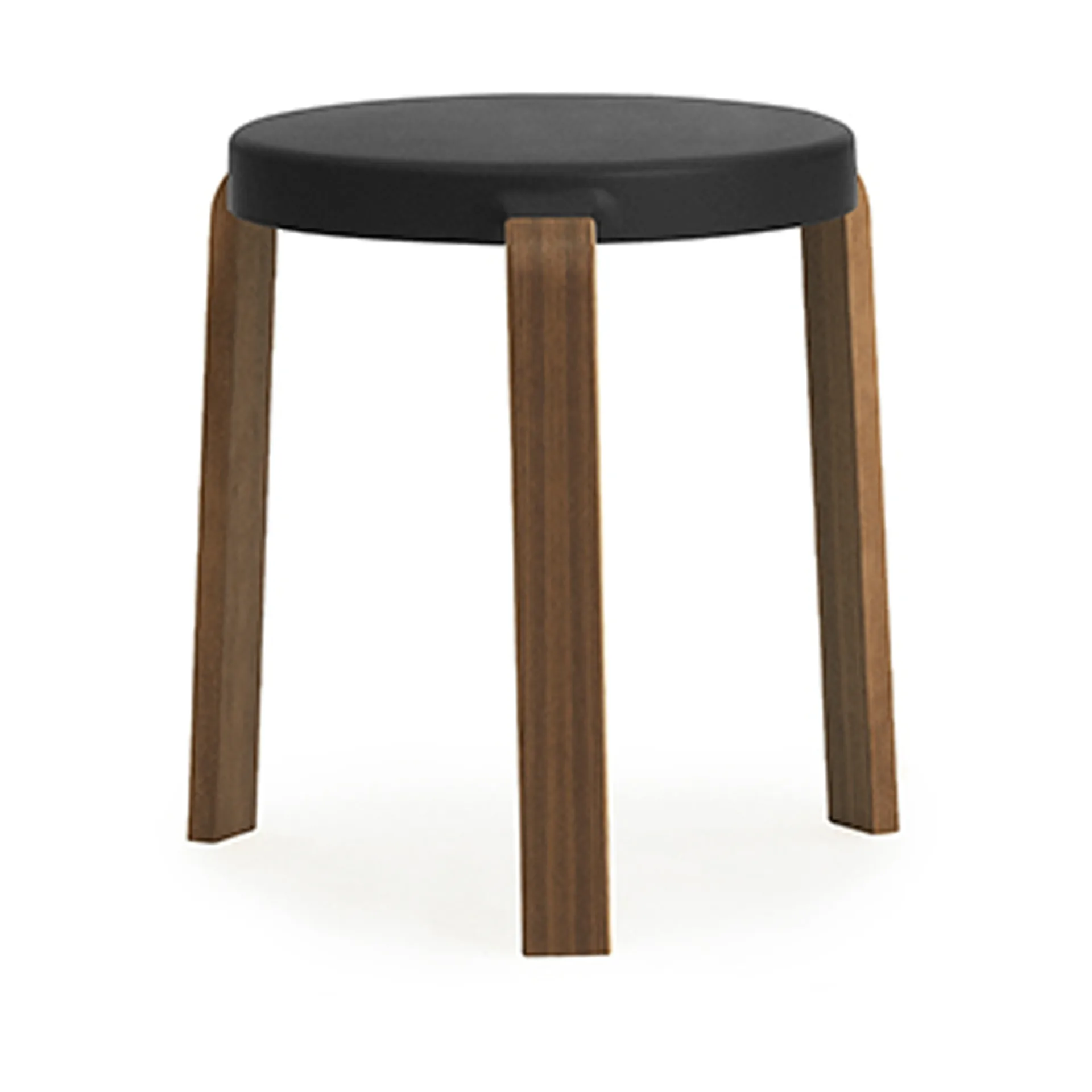 Normann Copenhagen Tabouret Tap black, pieds en noyer