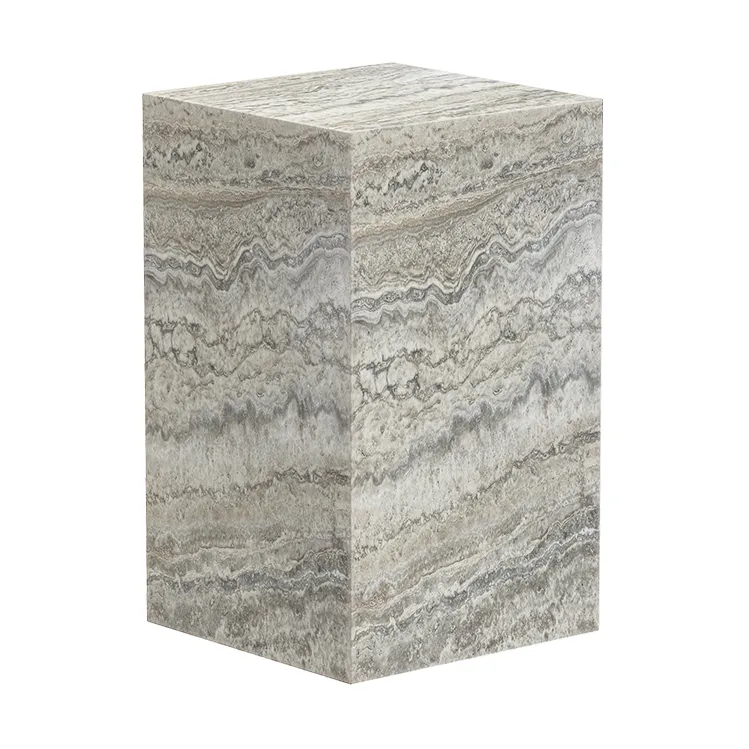NORR11 Table d’appoint Cubism Travertin Silver, cm