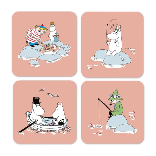 Fiske Mumin sommar 2022 glasunderlägg 4-pack