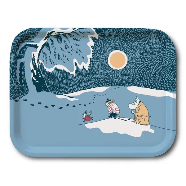 Månsken i snön Mumin bricka vinter 2021, 20x27 cm