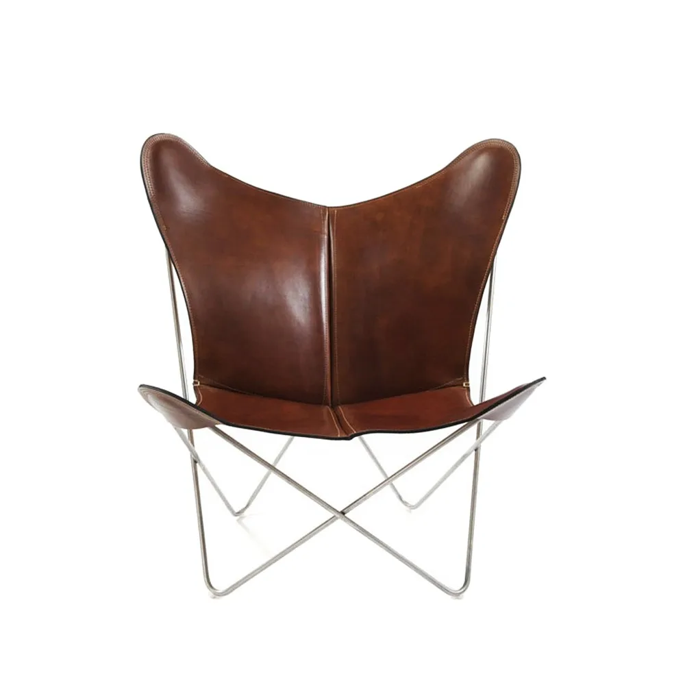 OX Denmarq Fauteuil papillon Trifolium cuir cognac