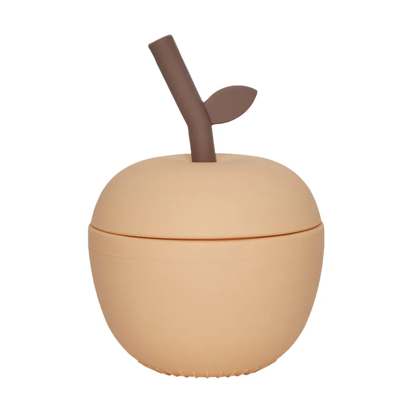 OYOY Kop m. Sugerør - Æble - Silikone - Peach