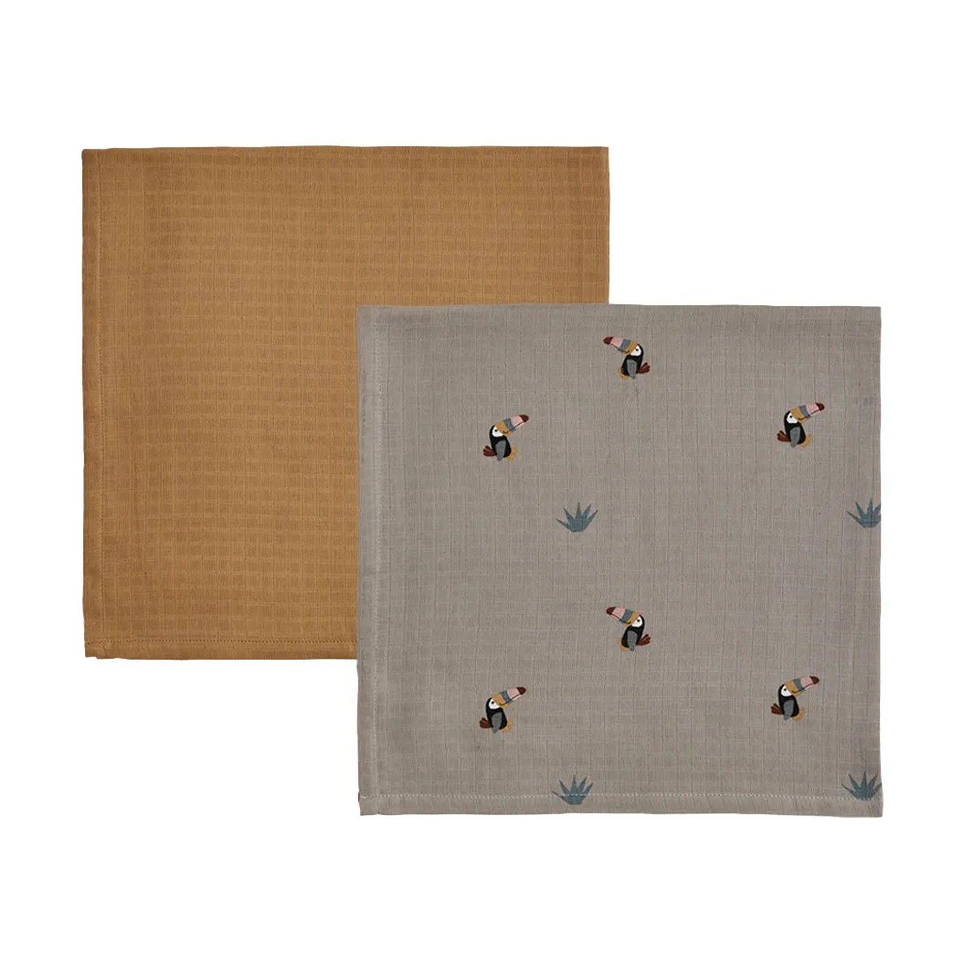 OYOY Couverture pour enfant Toucan lot de 2 Clay-caramel