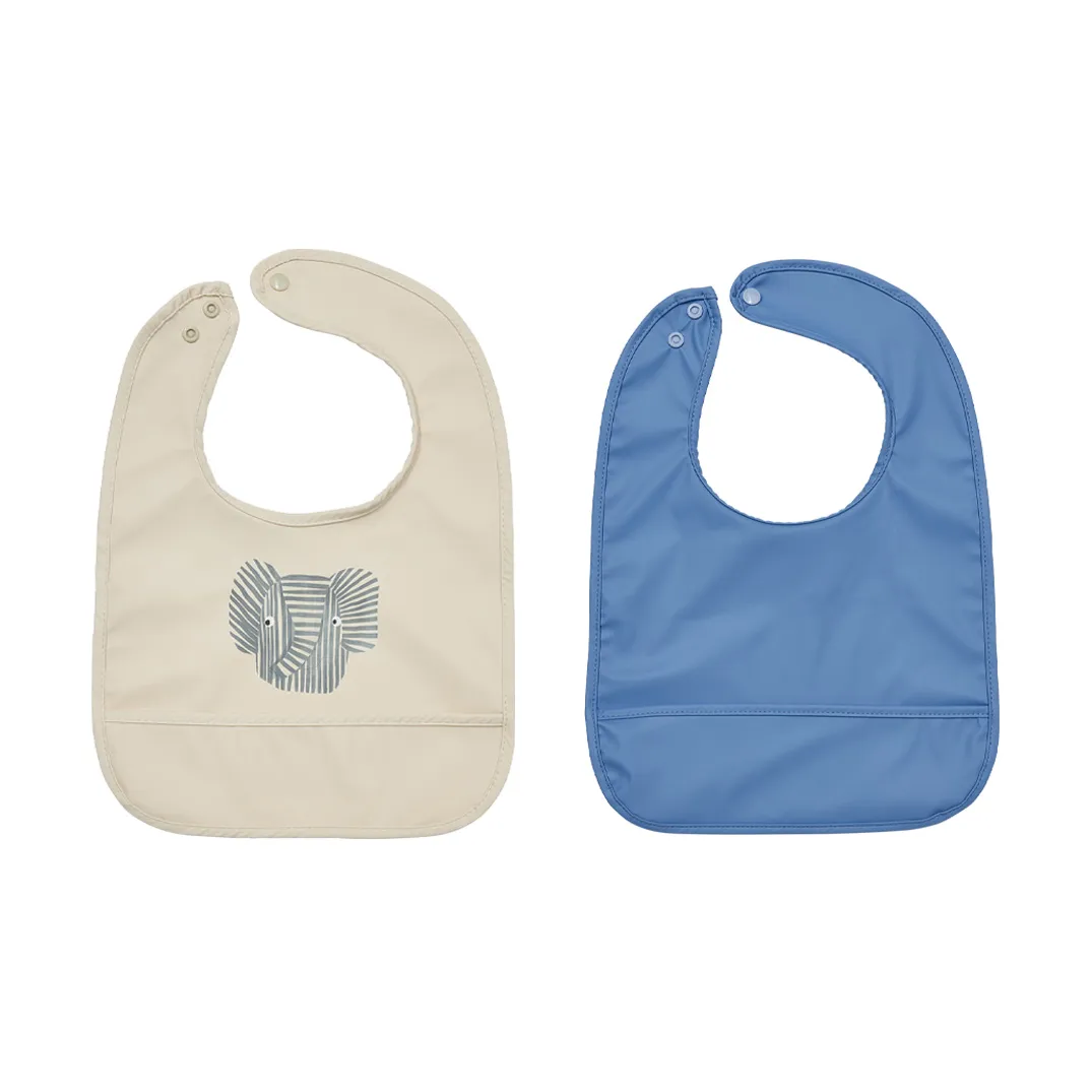OYOY Hagesmække - 2-pak - Erik Elephant - Beige/Blue