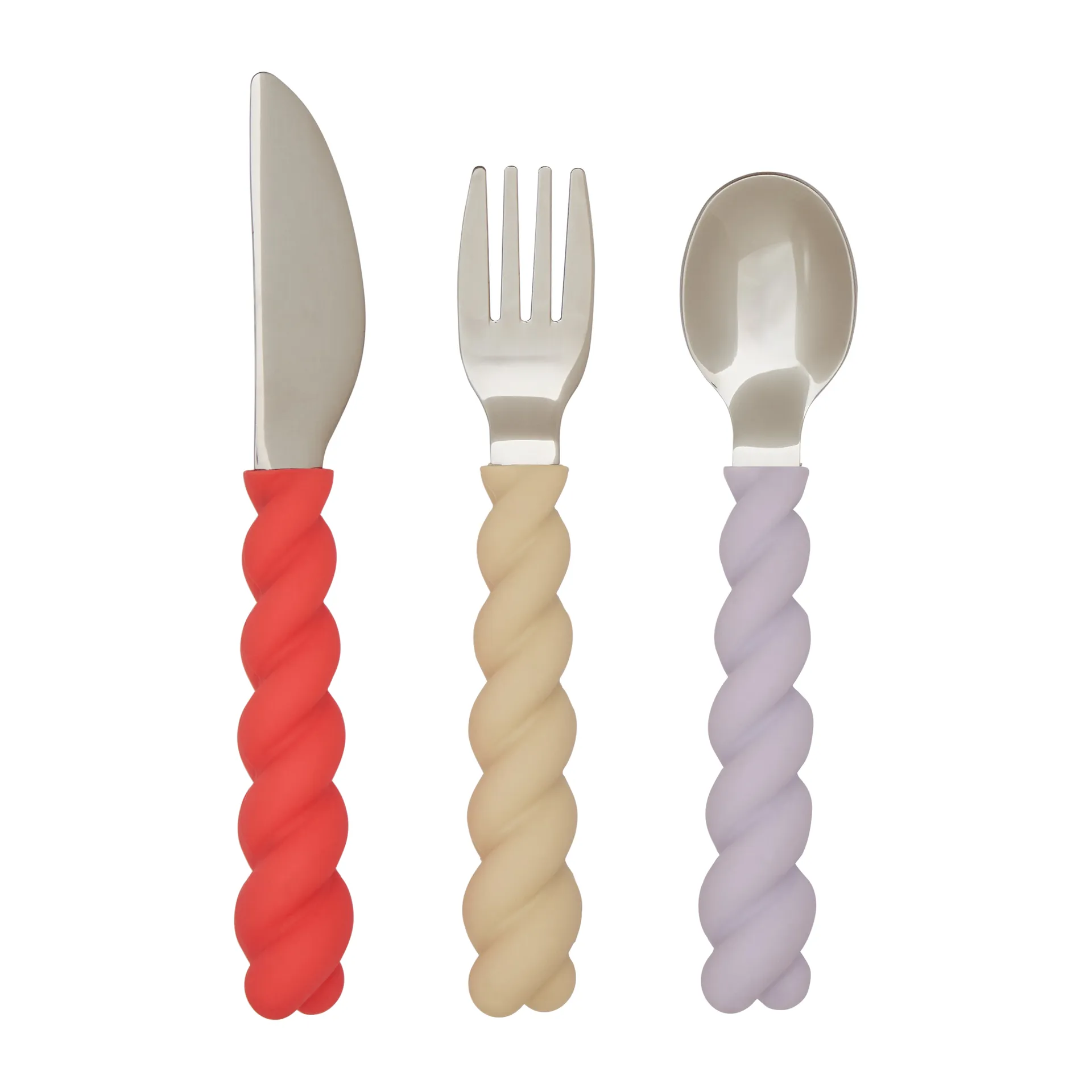 OYOY Bestik - Silikone - 3 dele - Mellow Cutlery - Lavender/Vani