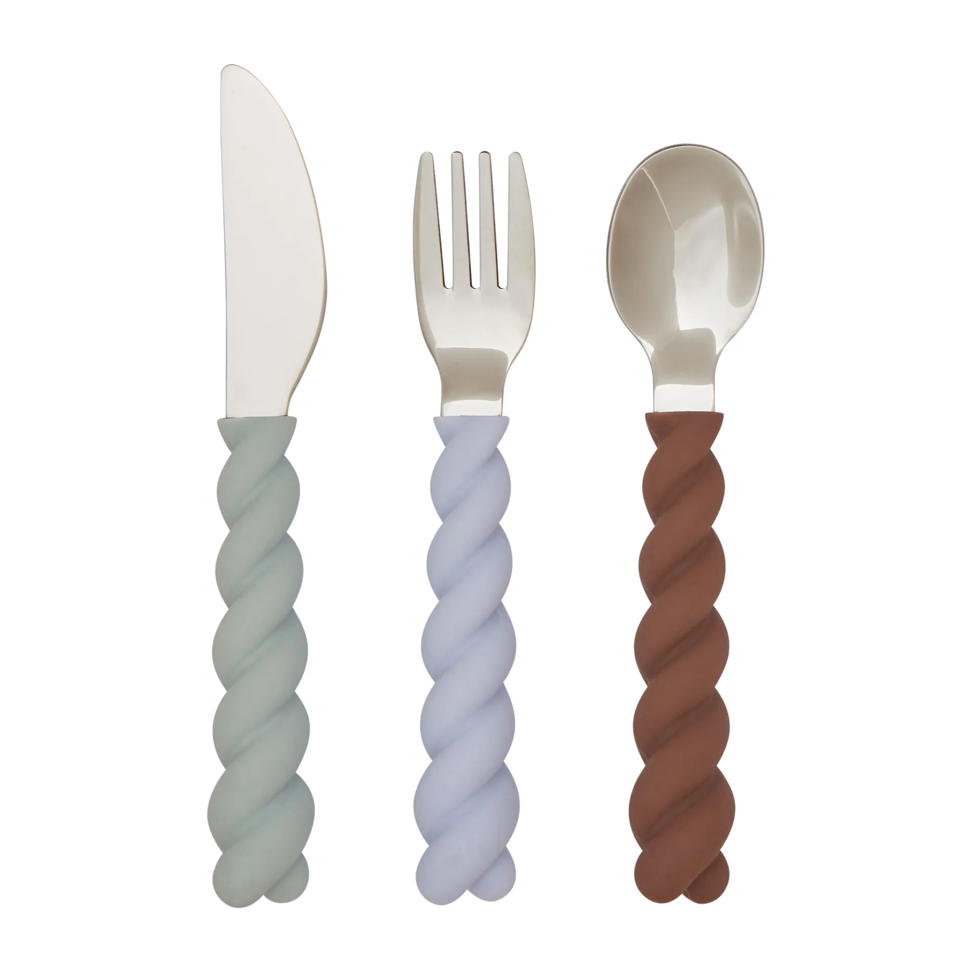 OYOY Bestik - Silikone - 3 dele - Mellow Cutlery - Pale Mint/Cho