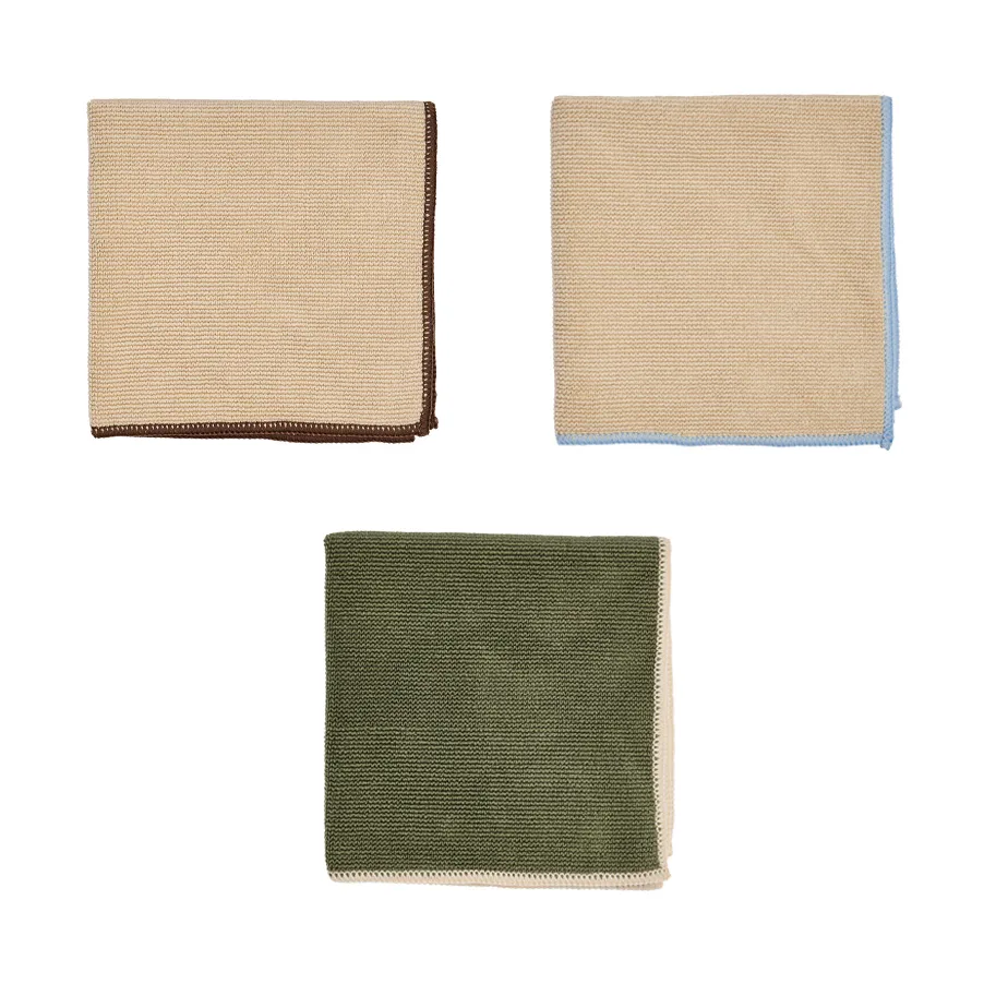OYOY Mundus mikrofiberklud 30x30 cm 3 dele Camel-olive