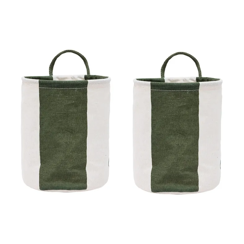 OYOY Panier de rangement Kara small Ø18x22 cm 2 pièces Dark Green