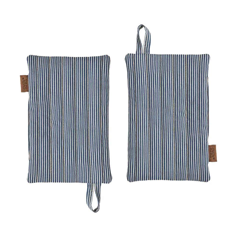 OYOY Striped denim grydelapper 2-pak Blue