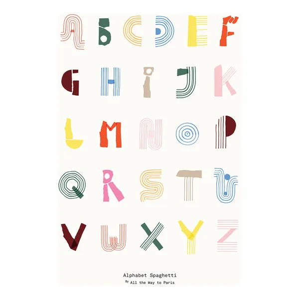 Alphabet Spaghetti ENG Multi-colour poster, 50x70 cm