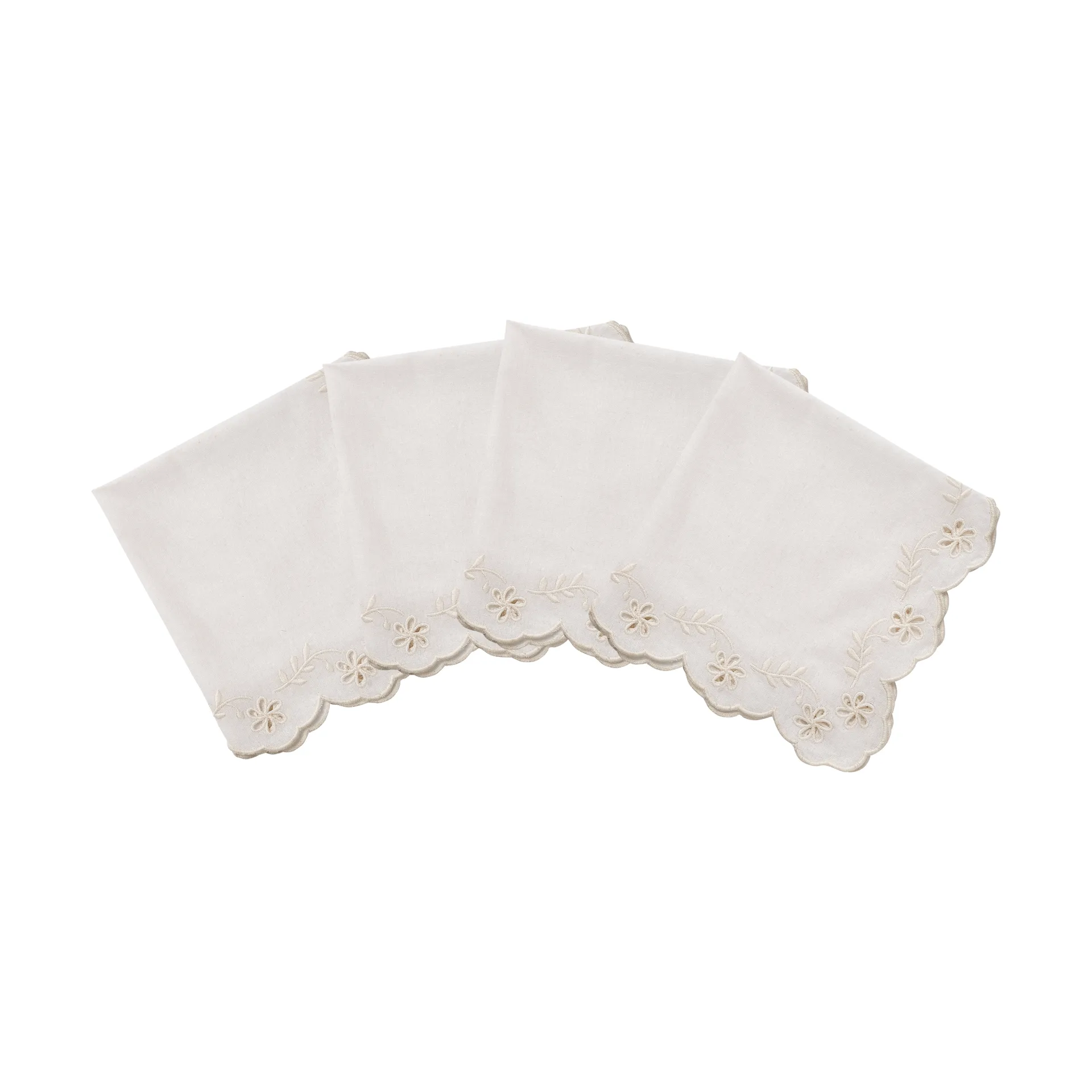 Pick a Poppy Lace bomuldsserviet Offwhite, 4-pak, 45x45 cm