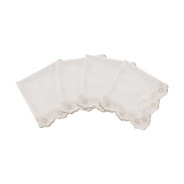 Lace bomullsservett, Offwhite, 4-pack, 45x45 cm