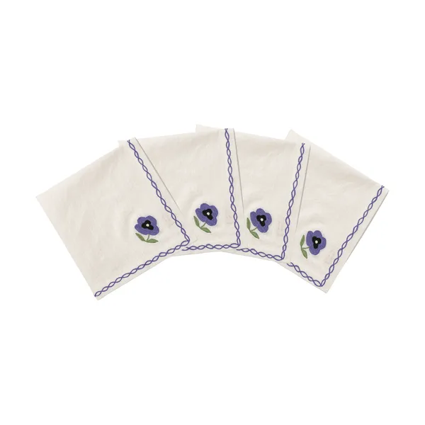 Madelen Möllard Pansy bomullsservett, Blue, 4-pack, 45x45 cm