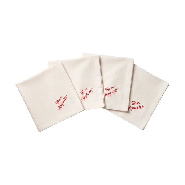 Quote bomullsservett, Red, 4-pack, 45x45 cm