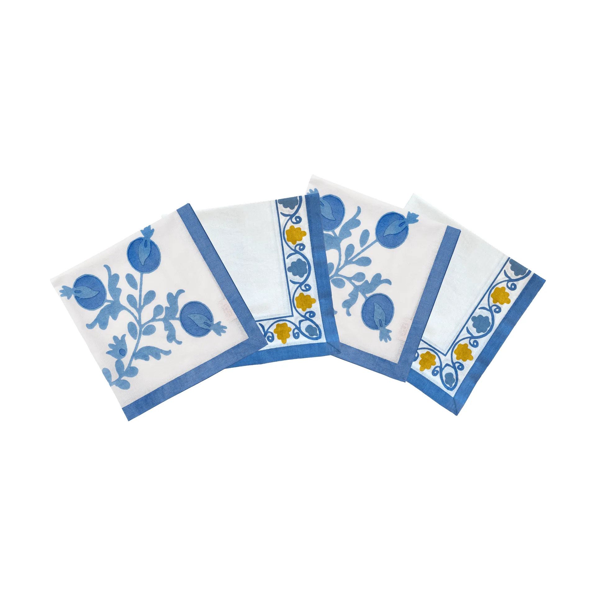 Pick a Poppy Suzani bomuldsserviet Blue, 4-pak, 45x45 cm