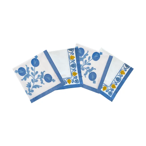 Suzani bomullsservett, Blue, 4-pack, 45x45 cm